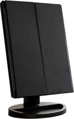 UNIQ Trifold Make Up Spiegel Met LED Verlichting En 2 Vergrootspiegels - Staande Spiegel - 21 LED-lampjes - Op Batterijen En USB (kabel Incl) - Zwart -Cosmetica Serie Winkel 746x1200 3
