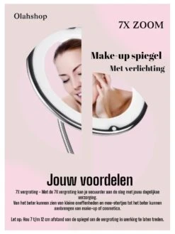 Make-Up Spiegel - 7X Vergroting - LED Licht - Make Up Spiegel Met Verlichting - Vergrootspiegel Met Zuignap - Exclusief Baterijen(Niet Ingegrepen 3AAA)3AAA -Cosmetica Serie Winkel 900x1200 23