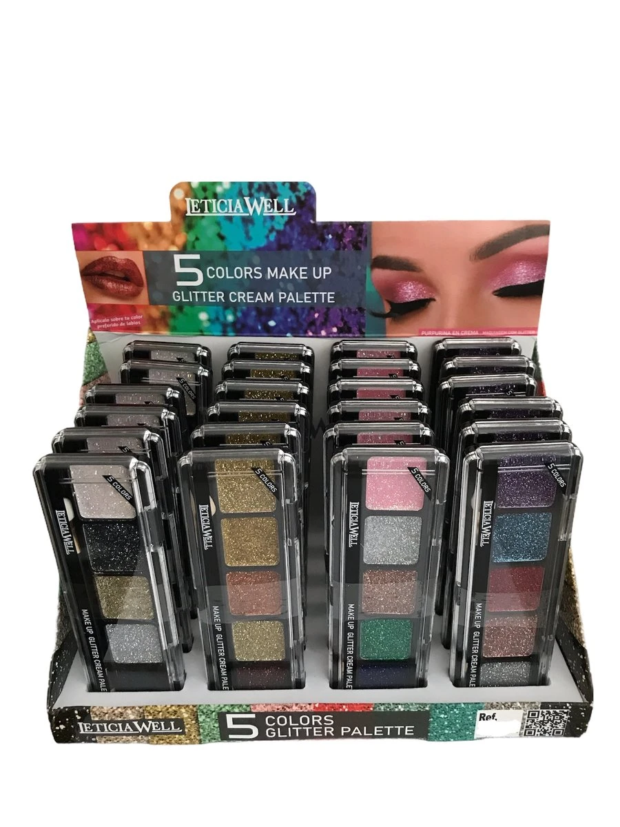 Leticia Well - Glitter Cream Make-up Palette Ogen En Lippen - 5 Tinten Roze/zilver/koper/groen/paars - Nummer 03 5 Leticia Well - Glitter Cream Make-up Palette Ogen En Lippen - 5 Tinten Roze/zilver/koper/groen/paars - Nummer 03 - Afbeelding 3