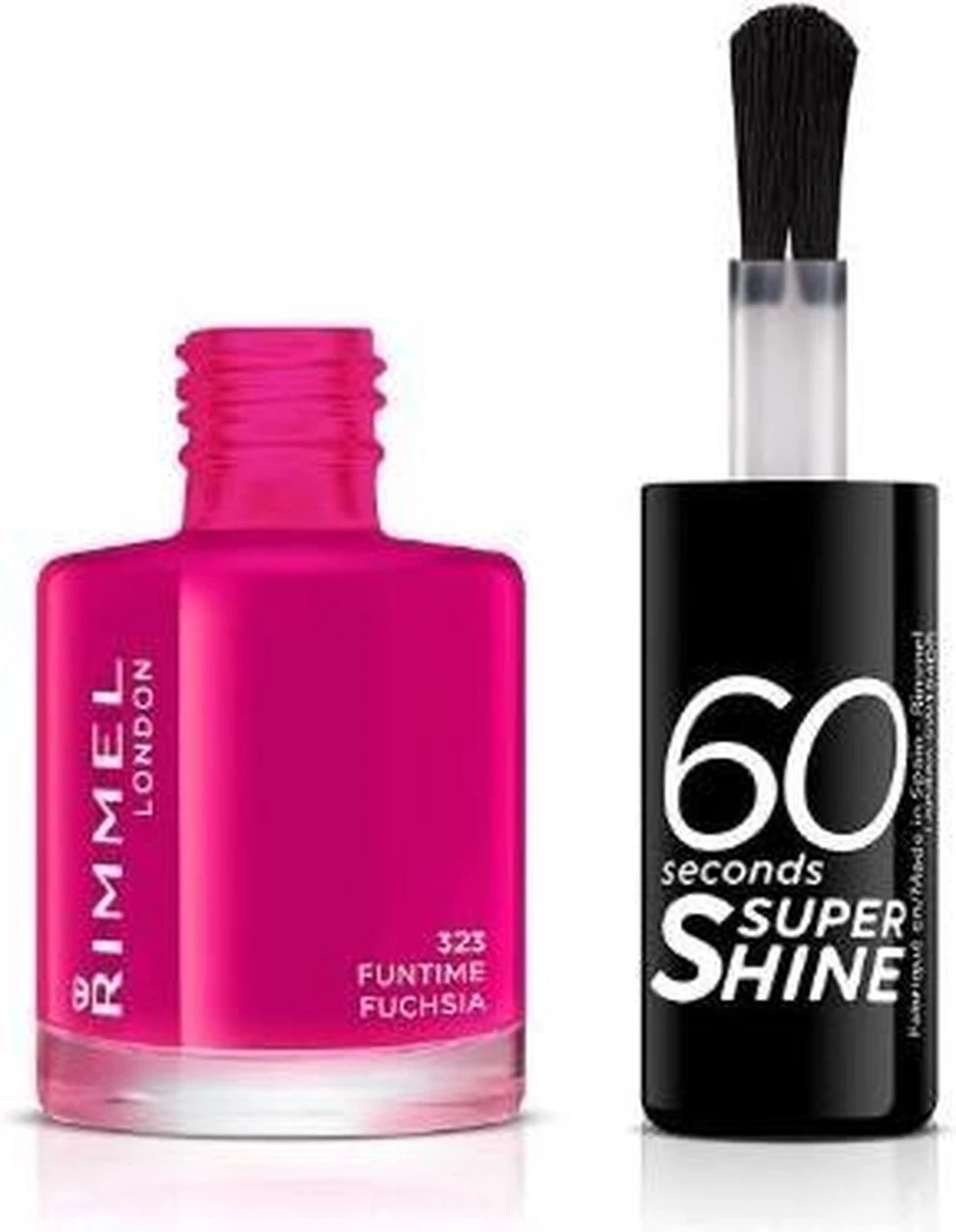 Rimmel London 60 Seconds Supershine Nagellak - 323 Funtime Fuchsia 6 Rimmel London 60 Seconds Supershine Nagellak - 323 Funtime Fuchsia - Afbeelding 4