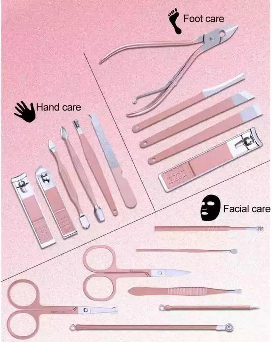 Luxe 18-delige Manicure Set - Manicure Pedicure Set- Nagelverzorging- Met Opbergetui 11 Luxe 18-delige Manicure Set - Manicure Pedicure Set- Nagelverzorging- Met Opbergetui - Afbeelding 9