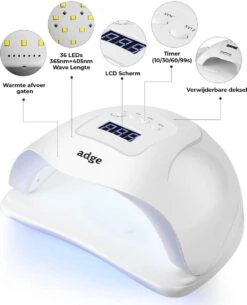 Adge - 54W LED Nageldroger Voor Gelnagels - Geschikt Voor ALLE Nagel Gellak - 36 LEDs - Met Timer -Cosmetica Serie Winkel 972x1200 6