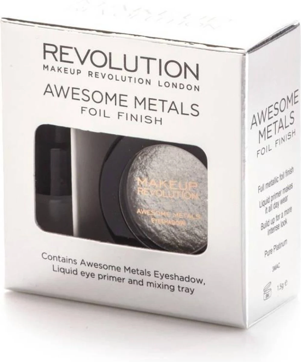 Makeup Revolution - Awesome Metals Eye Foils - Pure Platinum - Metallic Eye Foil - Zilver 3 Makeup Revolution - Awesome Metals Eye Foils - Pure Platinum - Metallic Eye Foil - Zilver